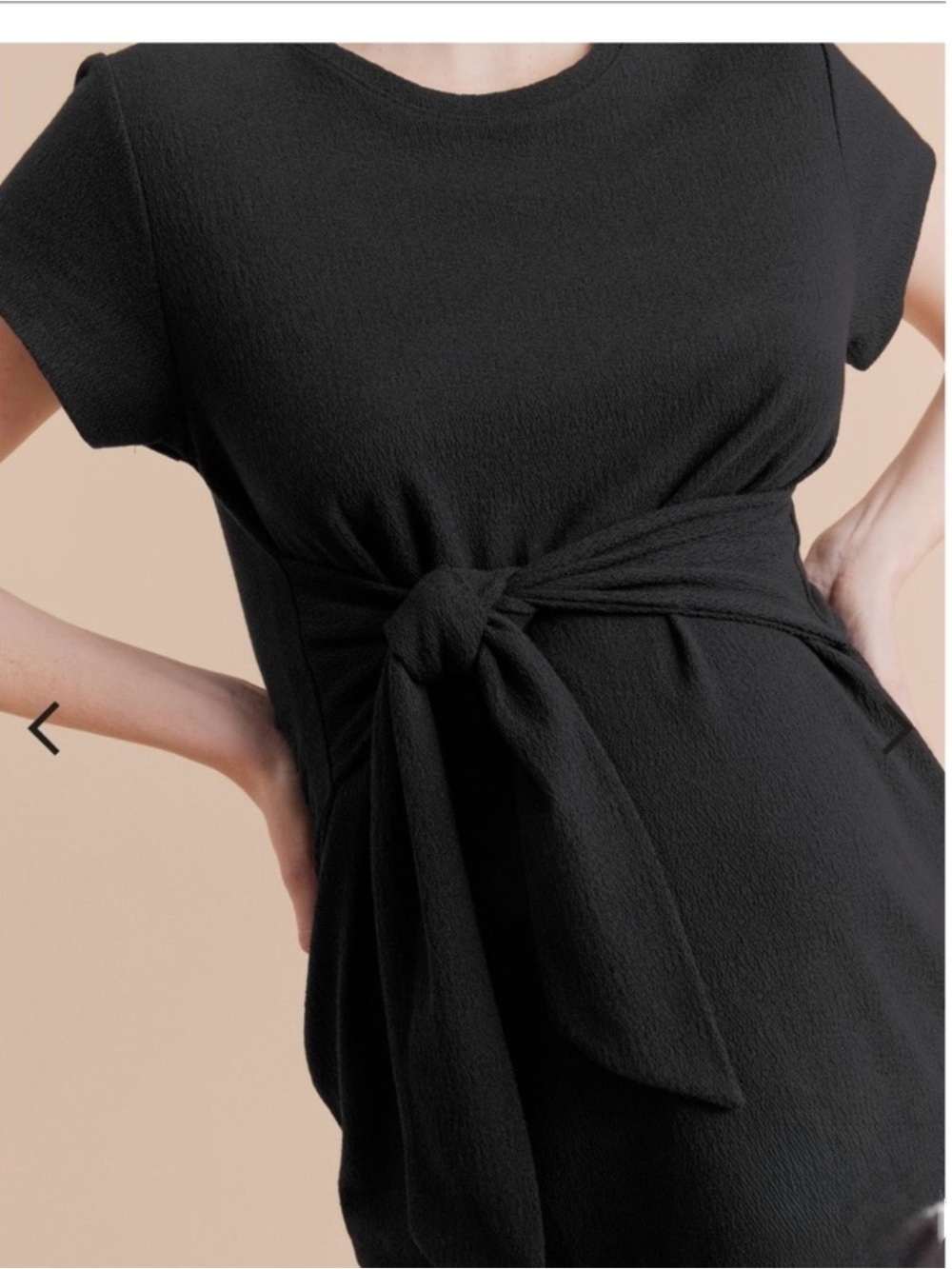 A Pea in the Pod Black Tie-Front Textured Short Sleeve Maternity Top - Size L